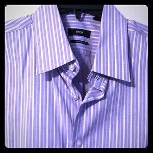 Hugo Boss Dress Shirt Purple with Silver Stripes